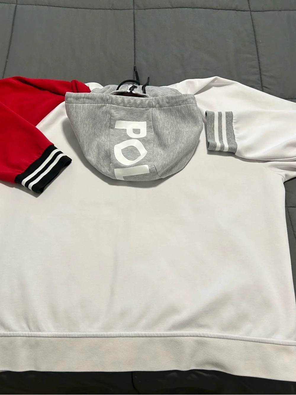 Polo by Ralph Lauren White P Wing Performance full zip Stadium hoodie. Sz XXL